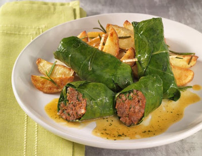 Feuilles de bette farcies avec pommes de terre au romarin