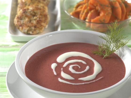 21 Rote Betesuppe zander Rote Bete-Kartoffelsuppe mit Zanderfrikadellen - BCM Diät Rezepte.ch