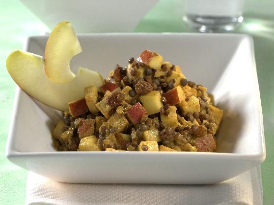 Tofu-Curry mit Linsen und Bananen