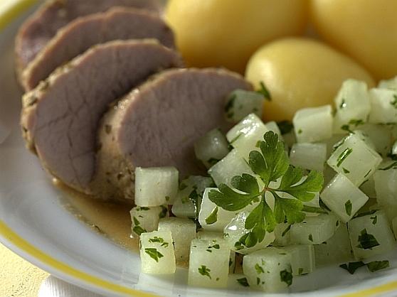 113 Mariniertes Schweinefilet Mariniertes Schweinefilet mit Steckrübengemüse - BCM Diät Rezepte.ch
