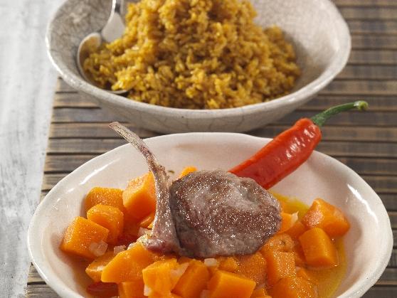 745 Lammkotelett kuerbis Lammkotelett auf Kürbis und Sesamreis - BCM Diät Rezepte.ch