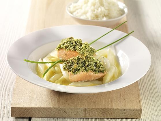 789_lachs_kraeuterhaube Lachsfilet mit Kräuterhaube im Spargelsud - BCM Diät Rezepte.ch
