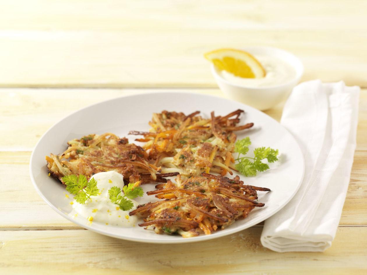 Moehrenroesti mit Ingwer Orangen Quark_0001 Möhrenrösti mit Ingwer-Orangen-Quark - BCM Diät Rezepte.ch
