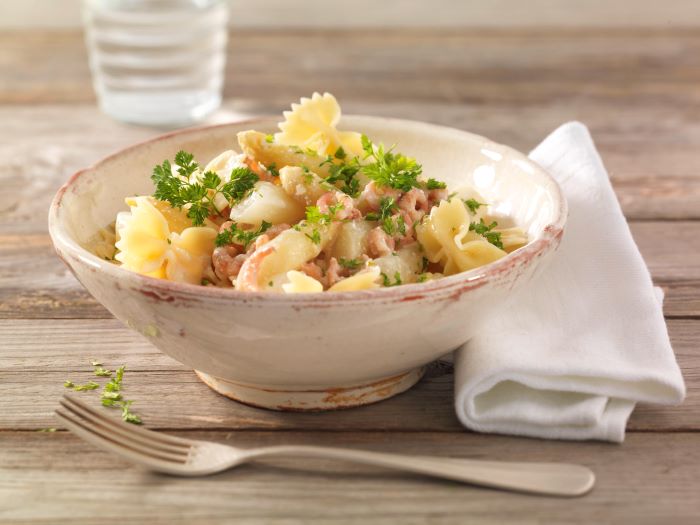 Farfalle mit Spargel und Nordseekrabben – Precon Rezepte