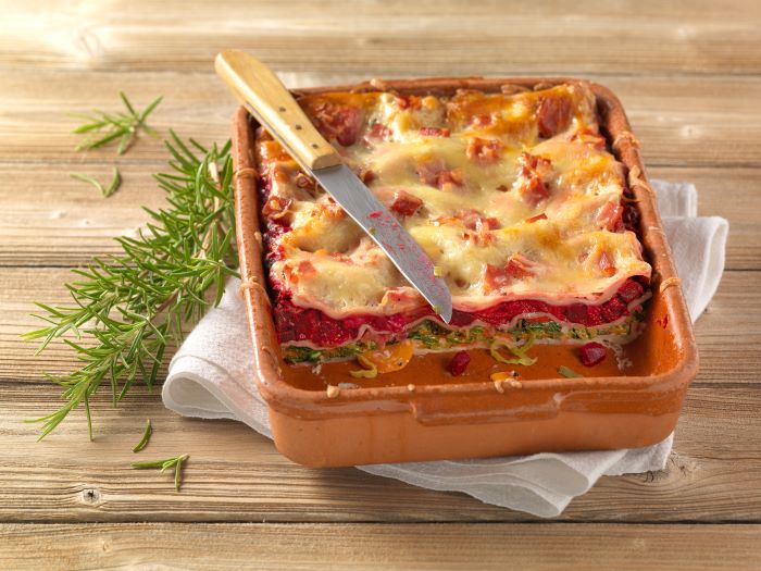 Wintergemüse-Lasagne mit Schinken