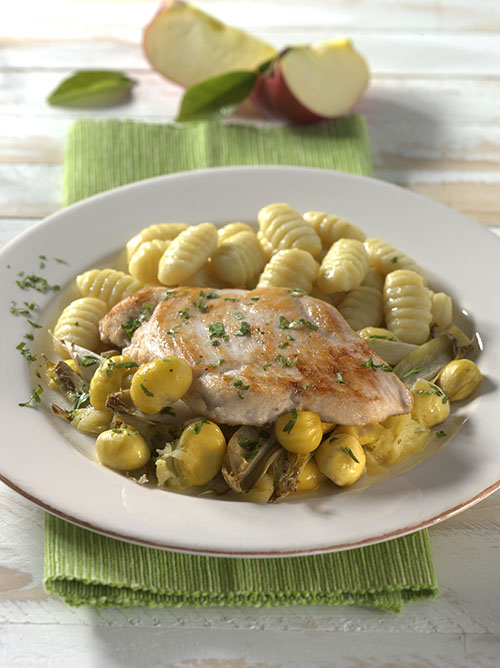 Pouletschnitzel mit Chicorée und Maronen